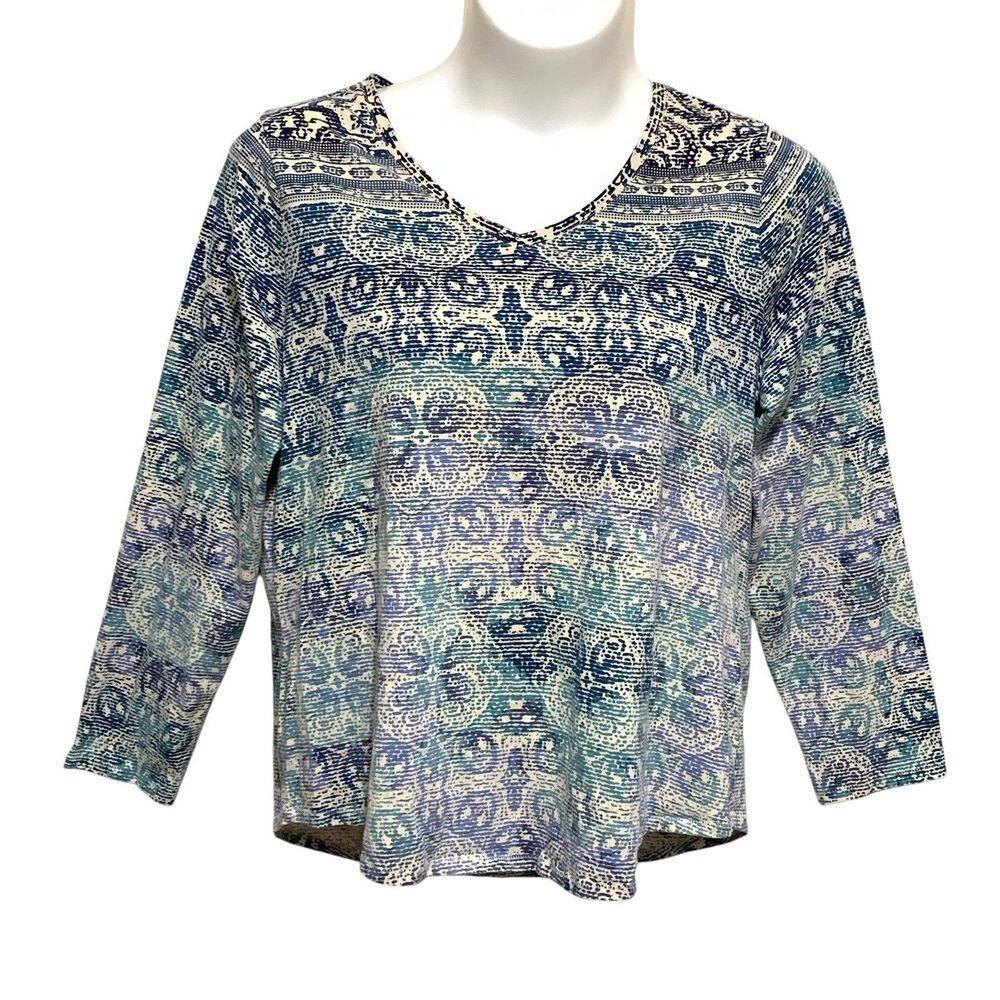 Sonoma The Everyday Tee Womens Size 1X Multicolor Long Sleeve V-Neck Shirt Top